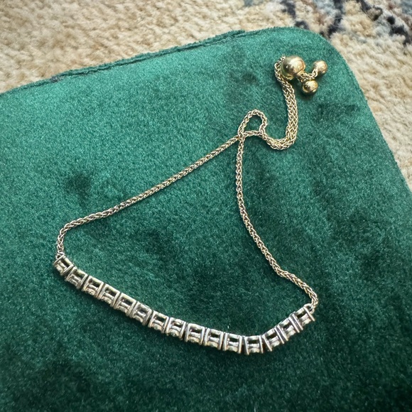 Gold plated silver adjustable crystal bracelet - Picture 3 of 4